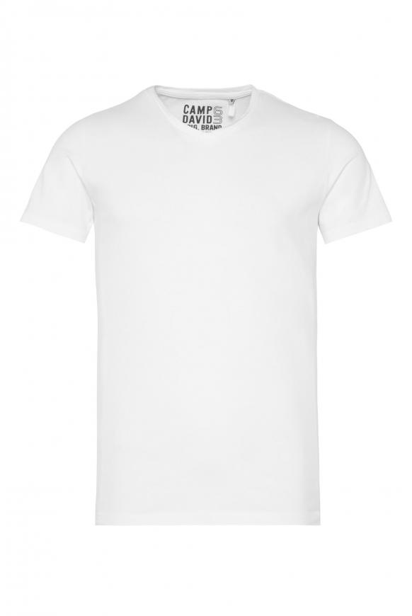 Basic T-Shirt mit V-Ausschnitt opticwhite
