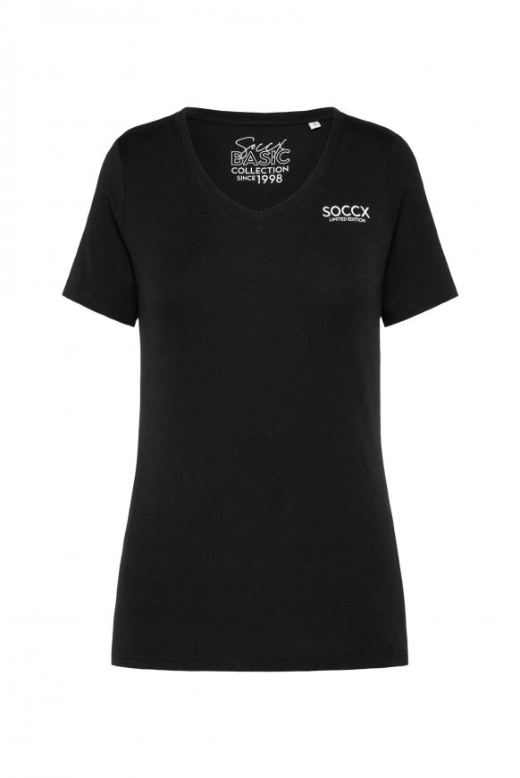 Basic T-Shirt mit V-Ausschnitt black