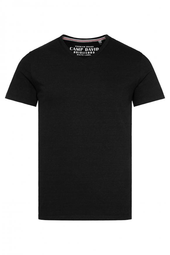 Basic T-Shirt mit V-Neck black