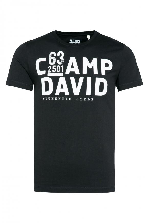 Basic T-Shirt Rundhals mit Logo Print black