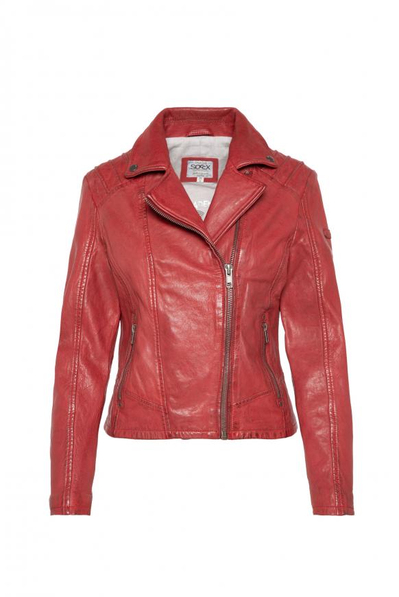 Bikerjacke aus Leder im Vintage Look red