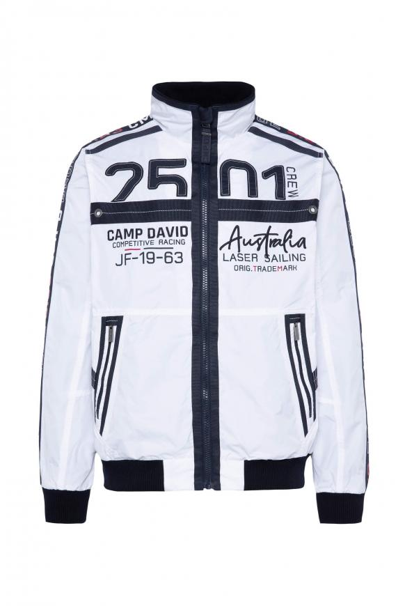 Blouson mit Logo-Tapes und Artworks opticwhite