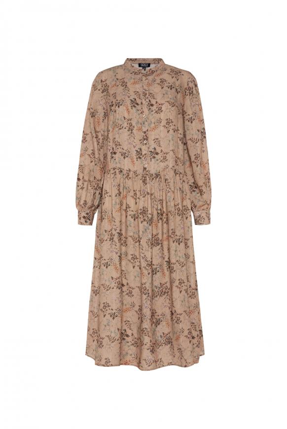 Blümchenkleid mit langen Ärmeln caramel