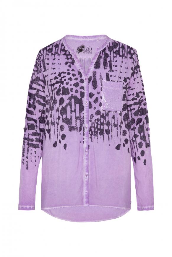 Bluse mit All Over Print und Pailletten-Tasche lavender sky