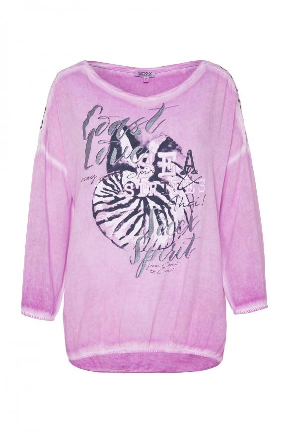 Blusenshirt Inside Oil Dyed mit Tapes und Prints new lilac