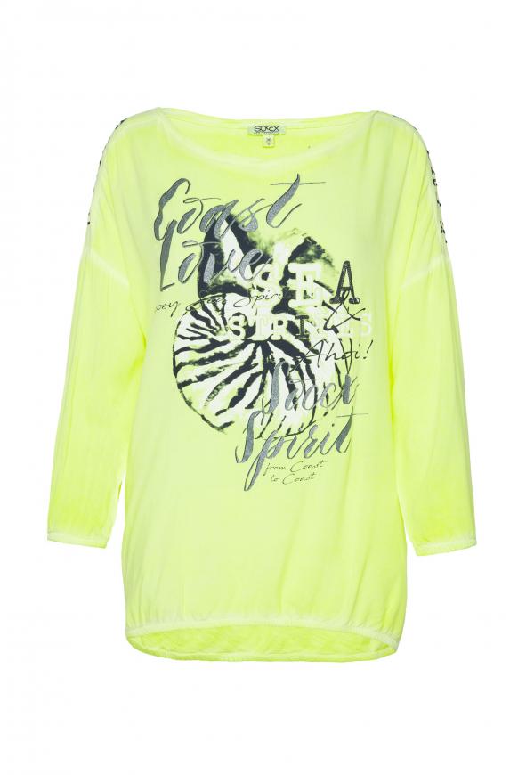 Blusenshirt Inside Oil Dyed mit Tapes und Prints super lemon