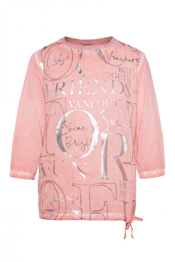 Blusenshirt mit Folien-Glitter-Print lipstick