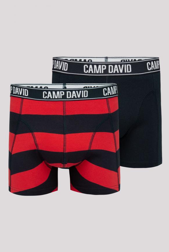 Boxershorts mit Logo-Bund, 2er-Pack navy uni / navy red stripes