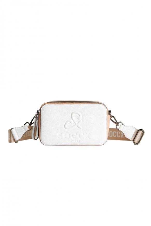 Bunte Modern Bag mit Logo-Gurt ivory