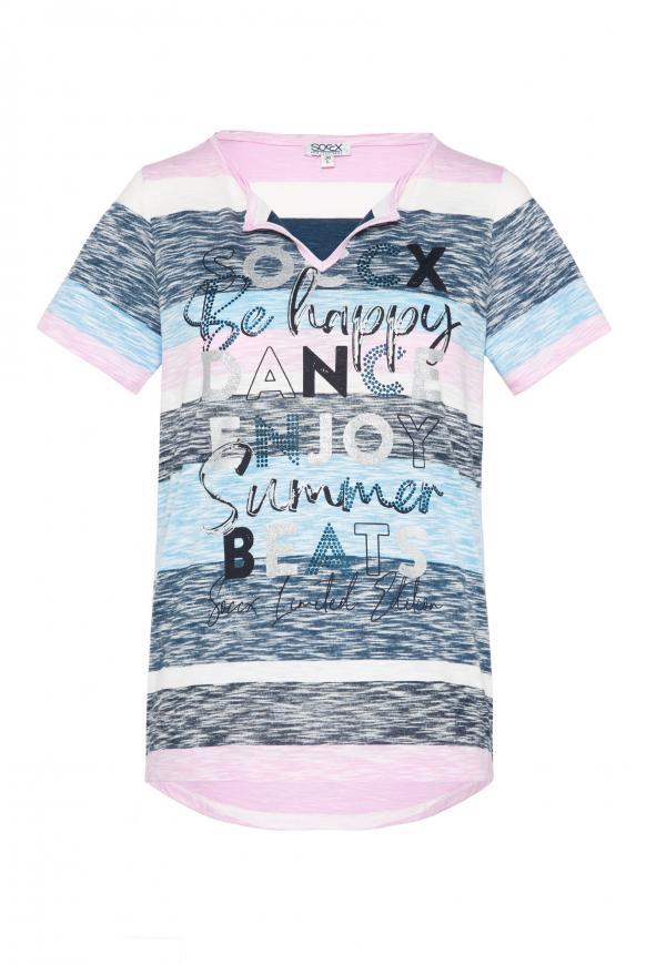 Buntes Streifenshirt mit Wording Print multi color