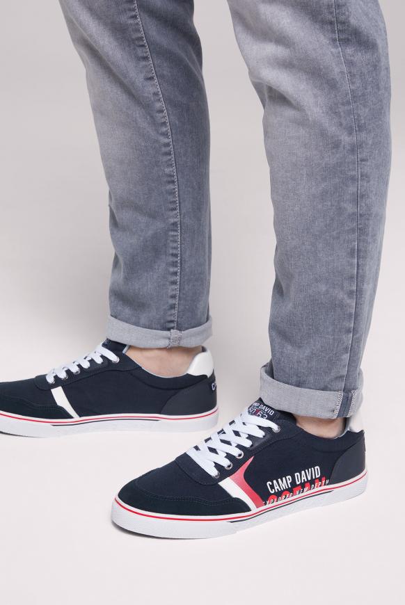 Canvas Sneaker mit Logo Print ocean navy