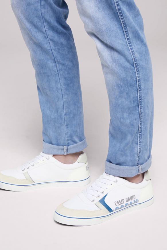 Canvas Sneaker mit Logo Print white