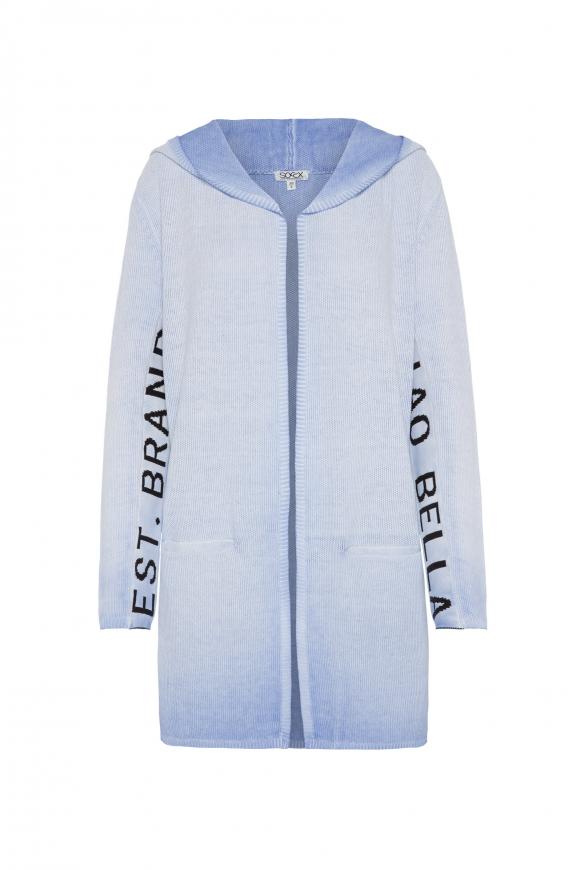 Cardigan mit Kapuze und Intarsia-Strick happy blue
