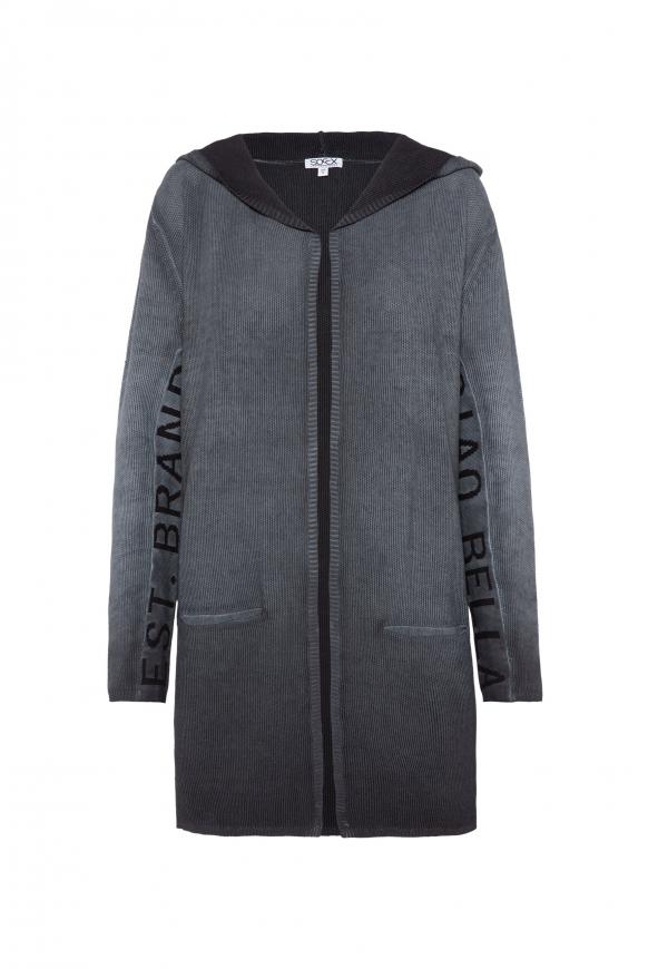 Cardigan mit Kapuze und Intarsia-Strick black