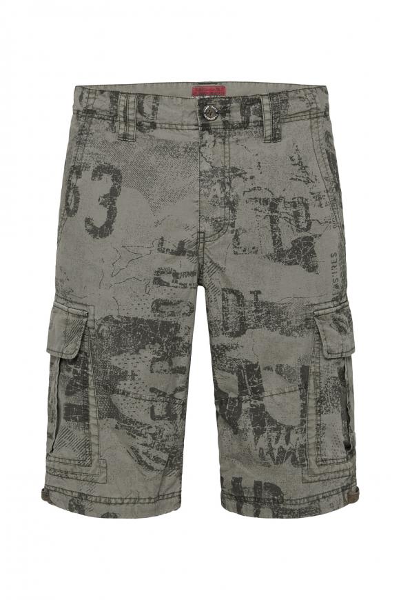 Cargo Shorts mit All Over Print khaki