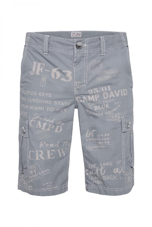 Cargo Shorts mit All Over Prints grey blue