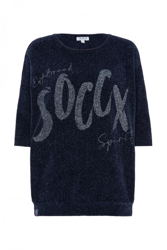 Chenille-Pullover mit Glitzer-Logo blue navy