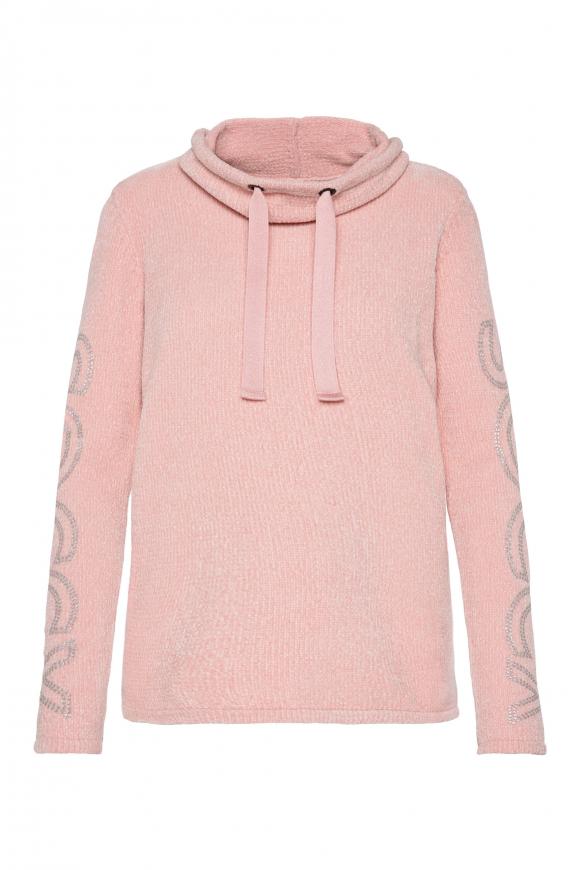 Chenille-Pullover mit Rollkragen und Logo milky rose