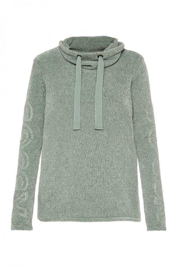 Chenille-Pullover mit Rollkragen und Logo frosted lake