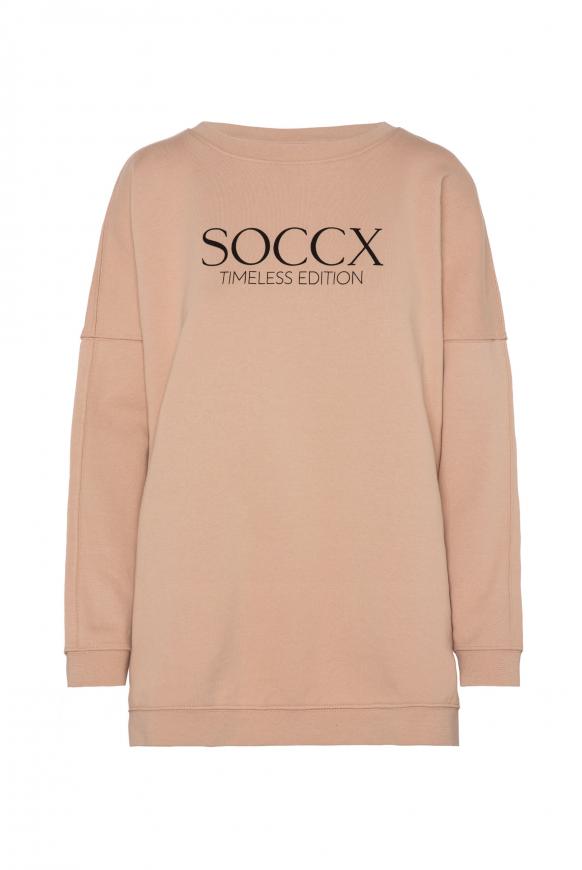 Classic Oversized Sweatshirt mit Logo Print cool camel