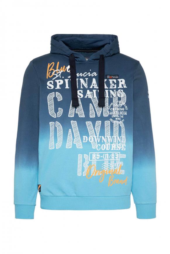 Dip Dye Hoodie mit Frontprint blue navy / summer aqua