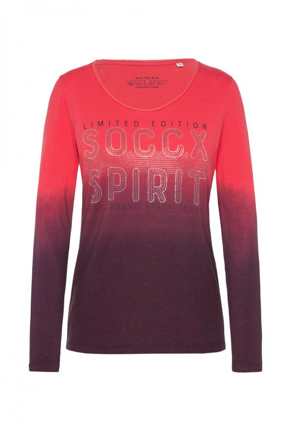 Dip Dye Langarmshirt mit Logo Artwork red glow