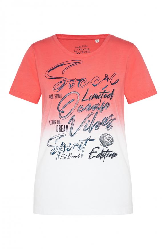 Dip Dye T-Shirt mit Rundhalsausschnitt sunset red