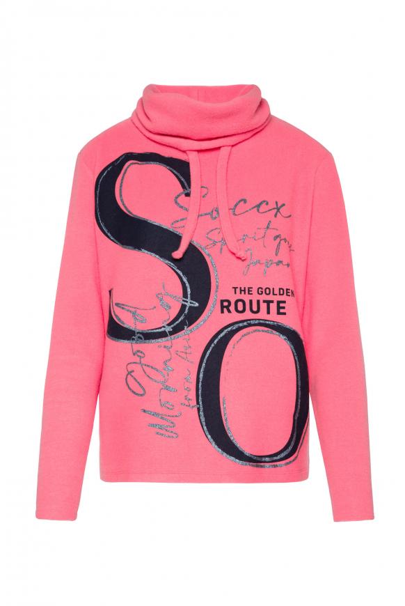 Flauschstrick-Pullover mit Logo-Artworks coral crush