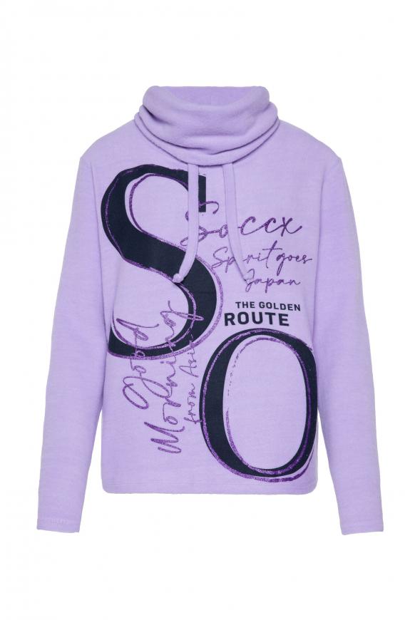 Flauschstrick-Pullover mit Logo-Artworks faded lavender