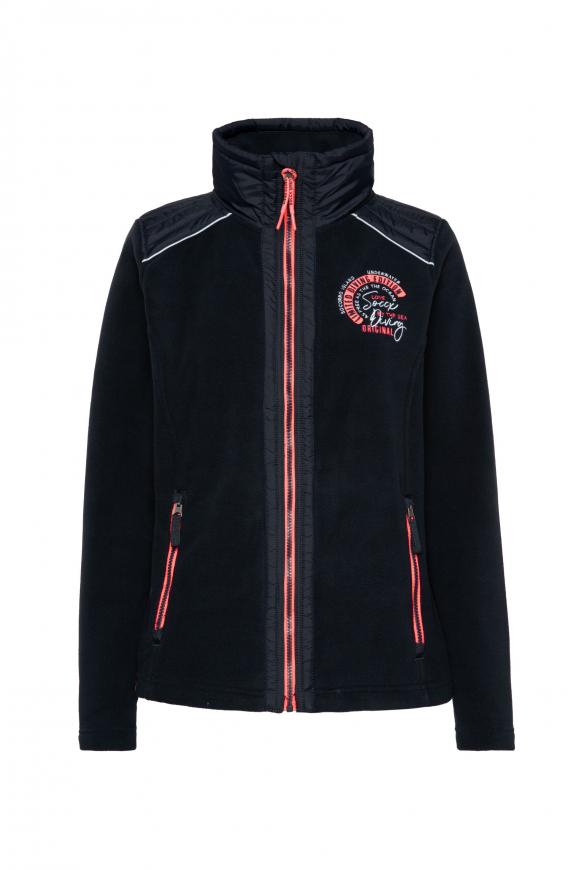 Fleecejacke im Materialmix blue navy