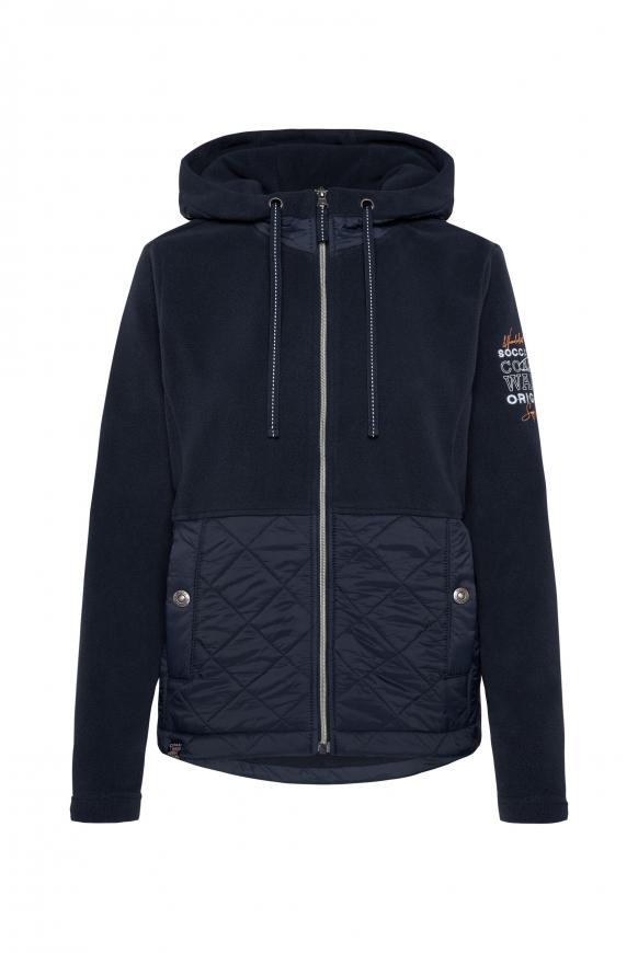 Fleecejacke mit Kapuze im Materialmix horizon navy