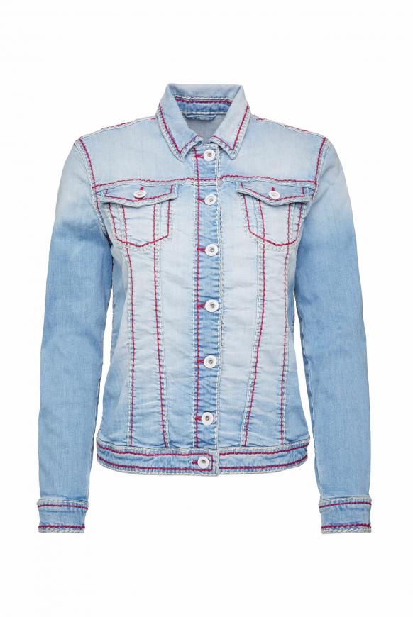 Gebleachte Jeansjacke LI:ND mit Kontrastnähten