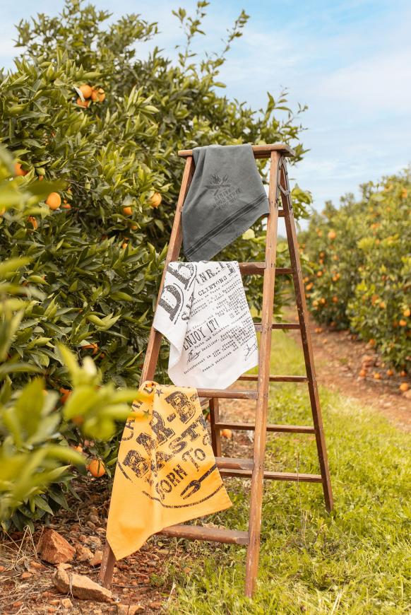 Geschirrtuch mit Label Print tangerine