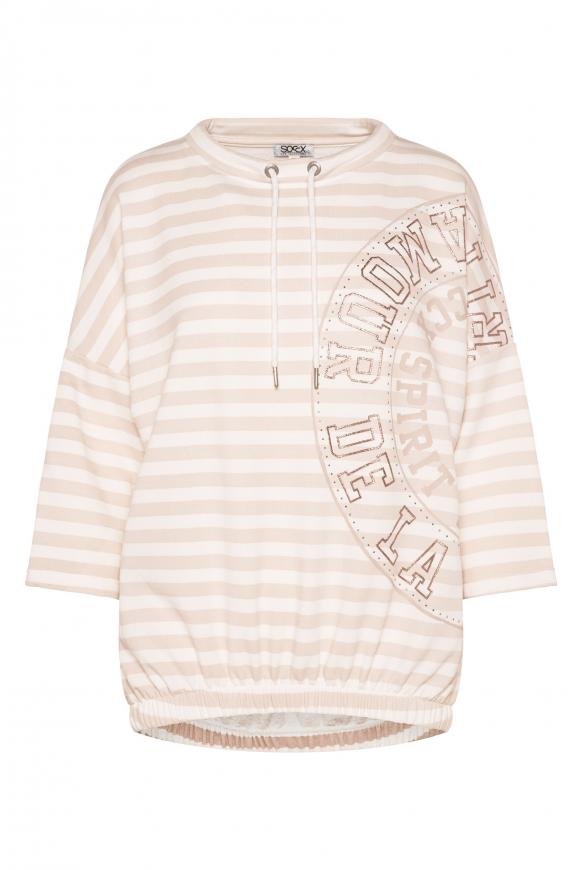 Gestreiftes Sweatshirt mit Artwork ivory