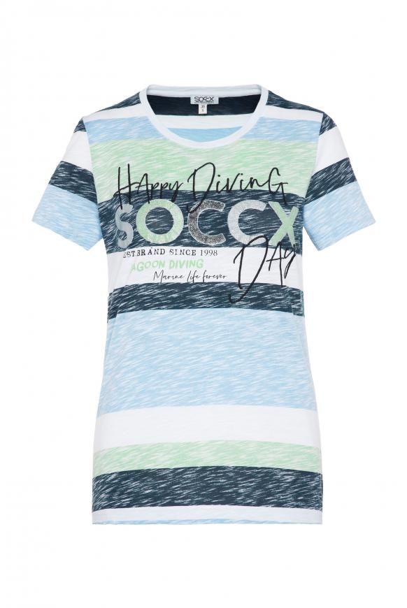 Gestreiftes T-Shirt mit Logo Artwork multi color