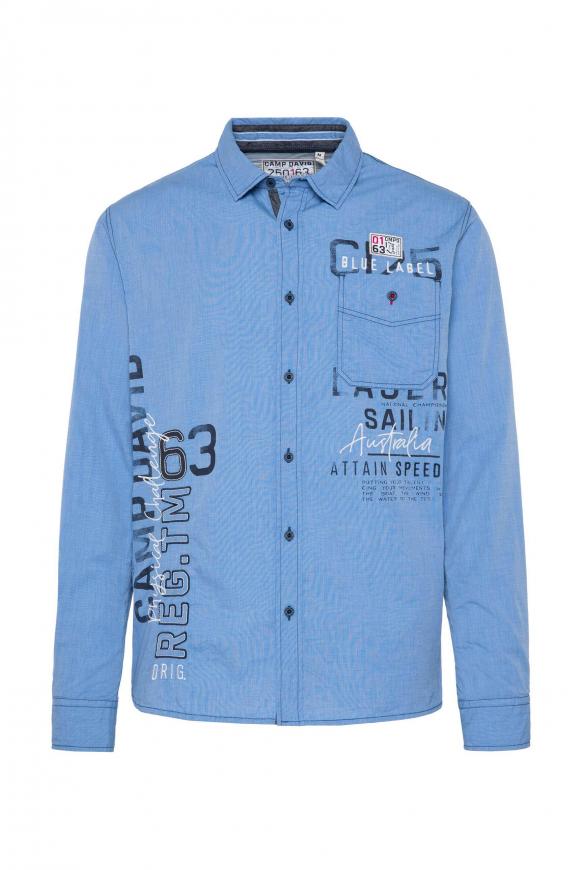 Hemd Fil-à-Fil mit Logo-Applikationen coastal blue