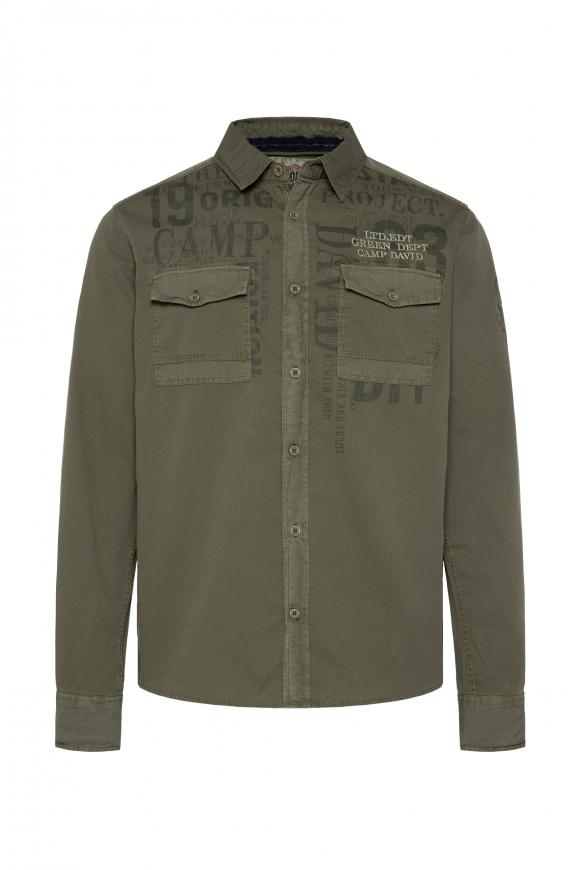 Hemd mit Artworks und Ripstop-Details medium khaki