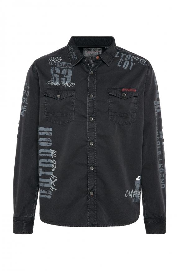 Hemd mit Used-Waschung, Taschen und Prints mud