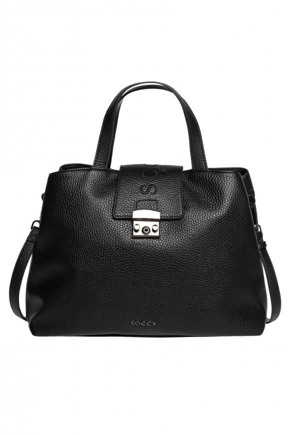 Henkeltasche aus strukturiertem Kunstleder black