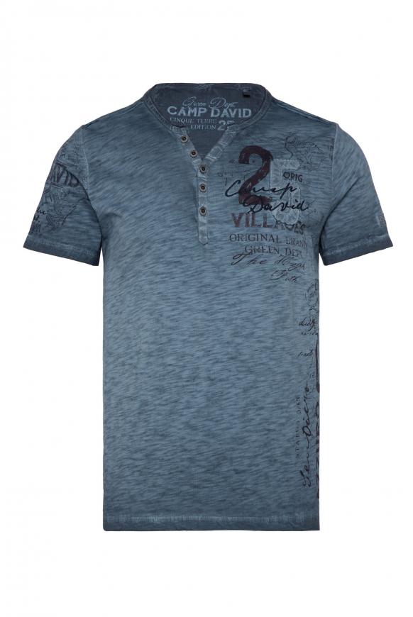 Henley-Shirt mit Label Artworks steel blue