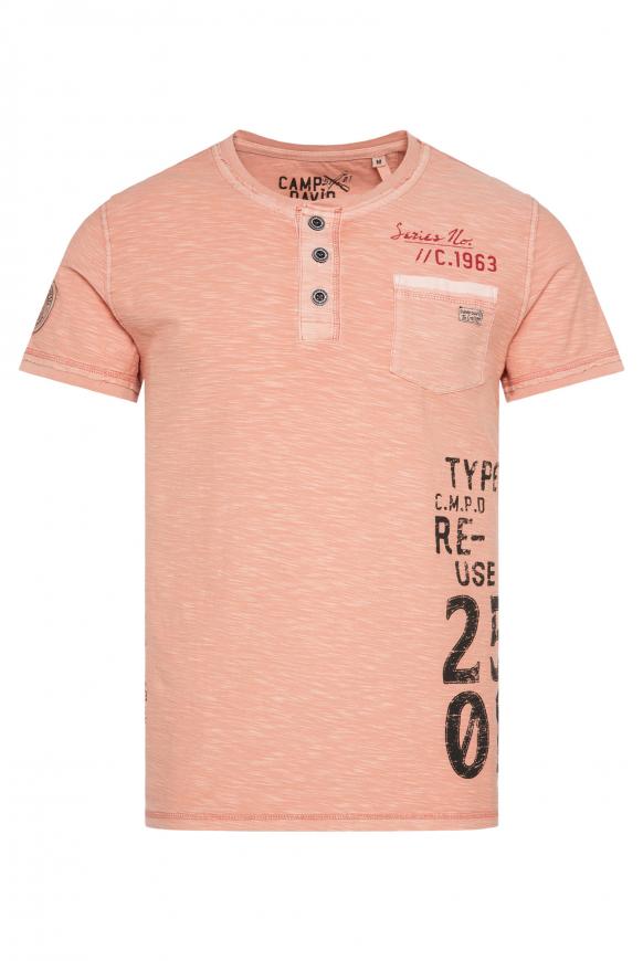 Henley-Shirt mit Prints und Patches old peach