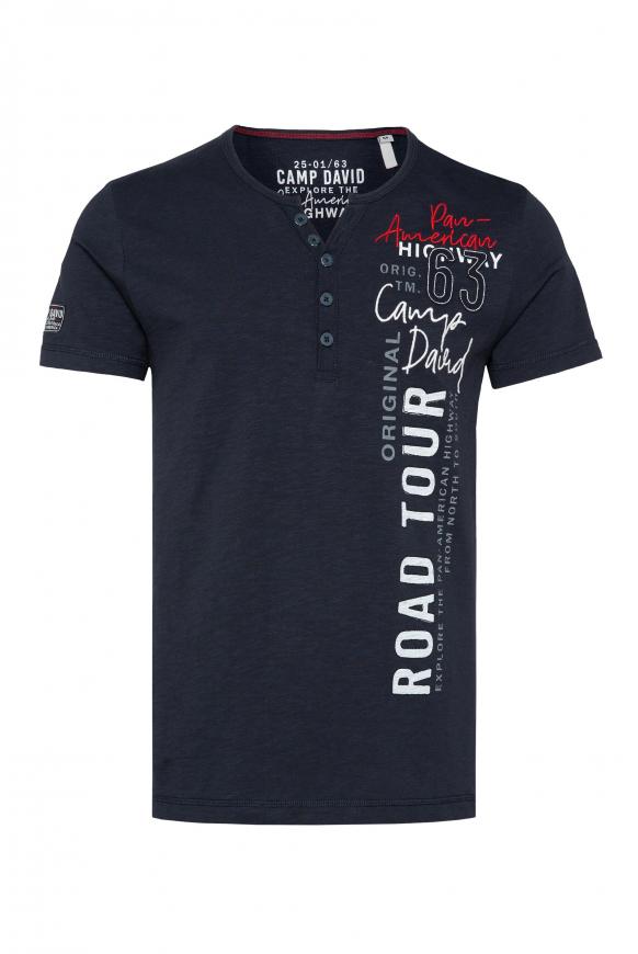 Henley-T-Shirt mit Artworks blue navy