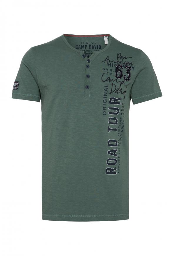 Henley-T-Shirt mit Artworks grey green
