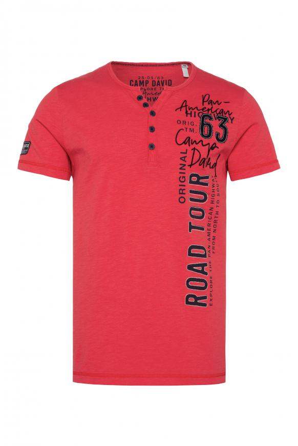 Henley-T-Shirt mit Artworks red orange