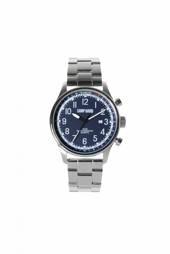Herrenuhr mit Gliederarmband aus Stahl steel dark blue
