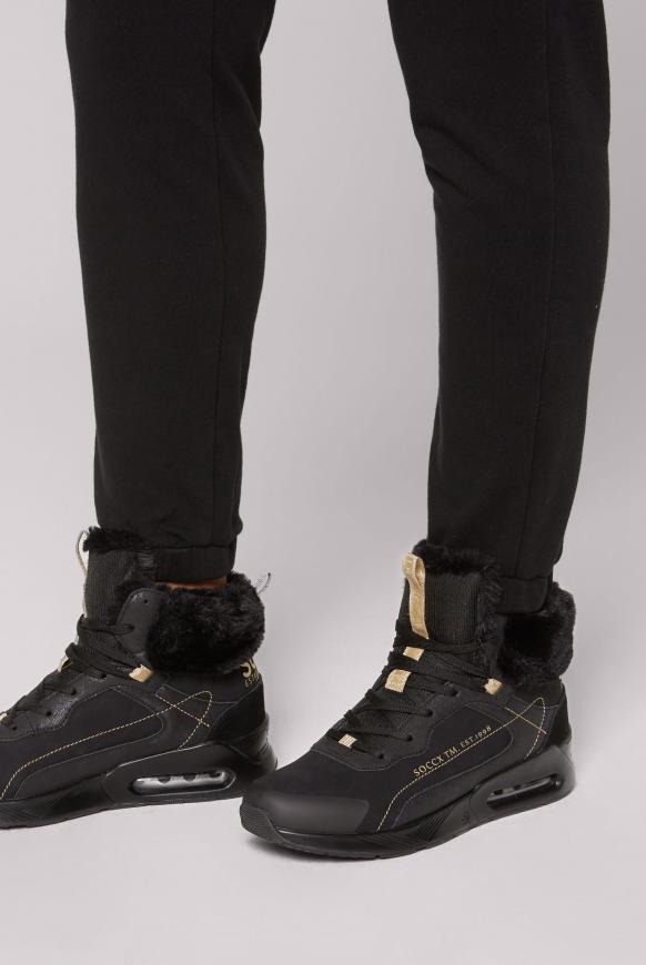 High Top Sneaker mit Fake-Fur-Schaft black