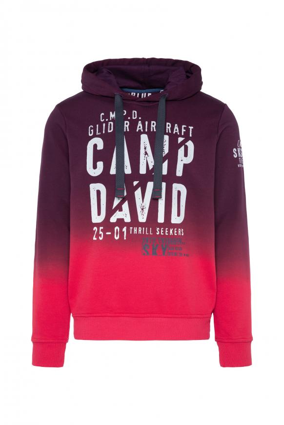 Hoodie Dip Dye mit Logo Print red sun / reef blue