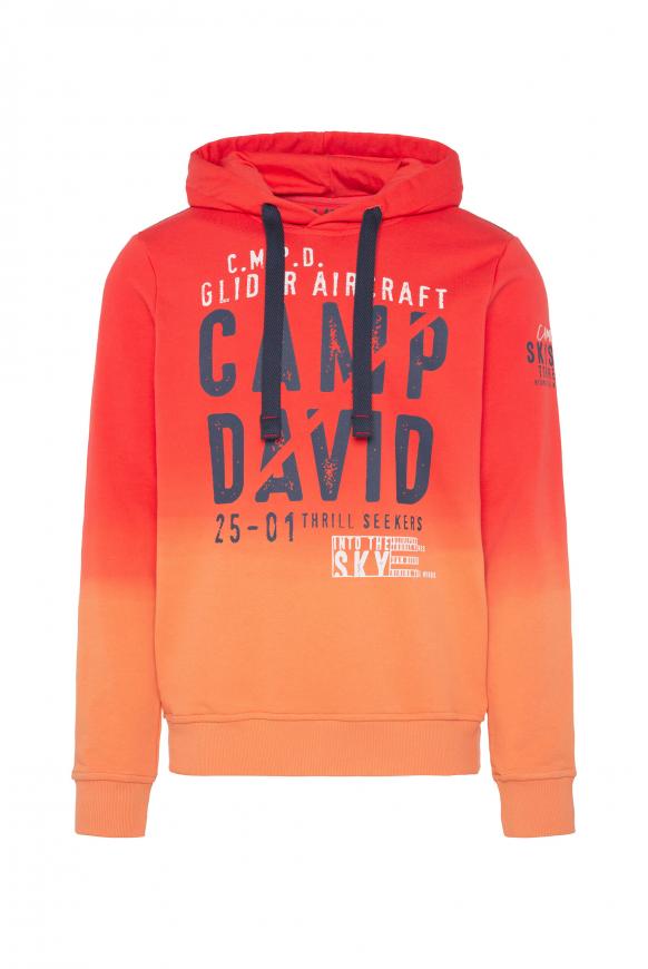 Hoodie Dip Dye mit Logo Print yellow sun / red sun