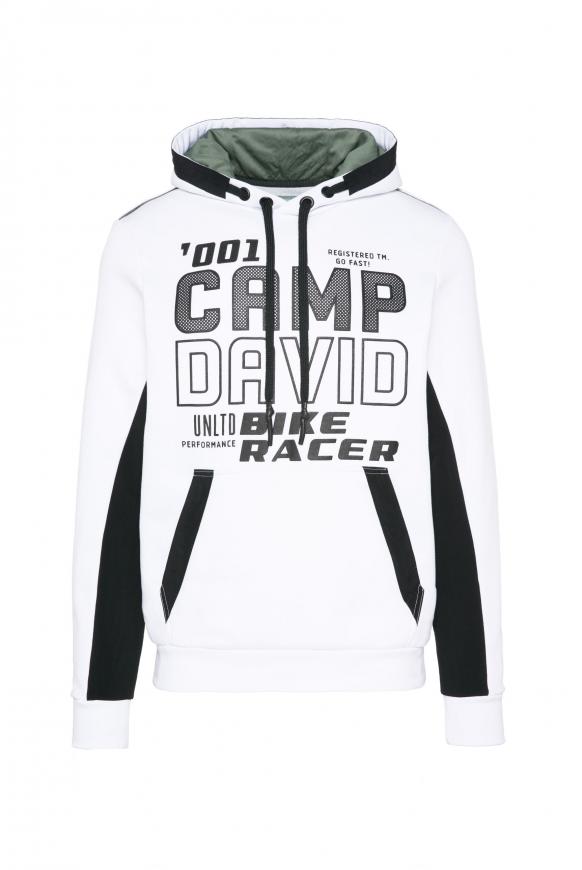 Hoodie im Materialmix mit Logo Artworks opticwhite