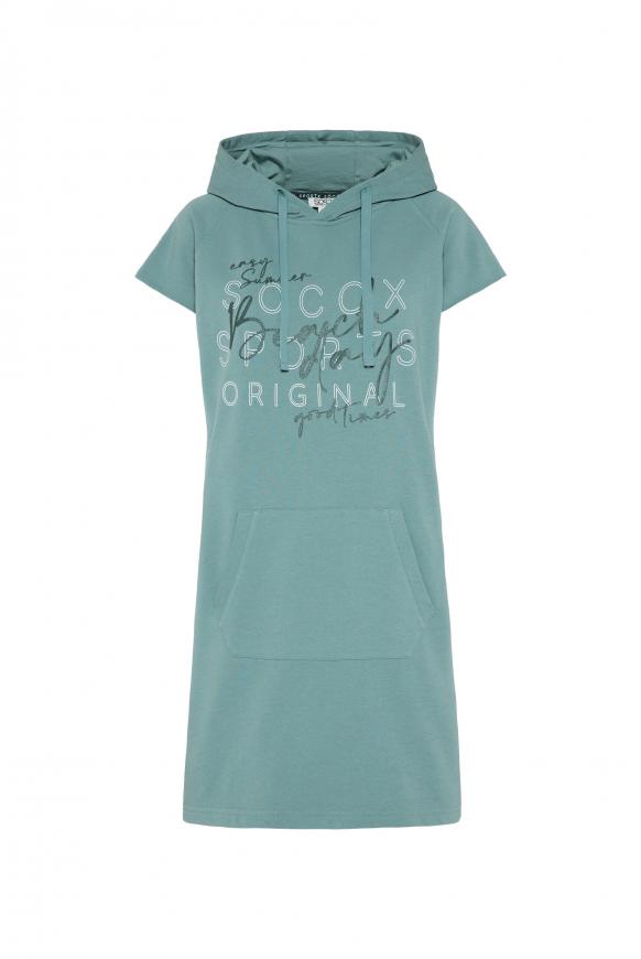 Hoodie-Kleid mit Label Print sea foam